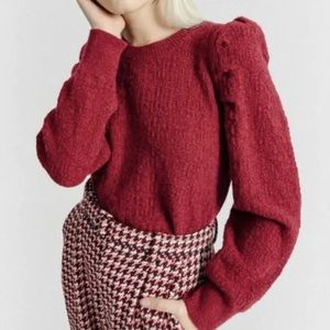 lili sidonio molly bracken puff sleeve sweater burgundy